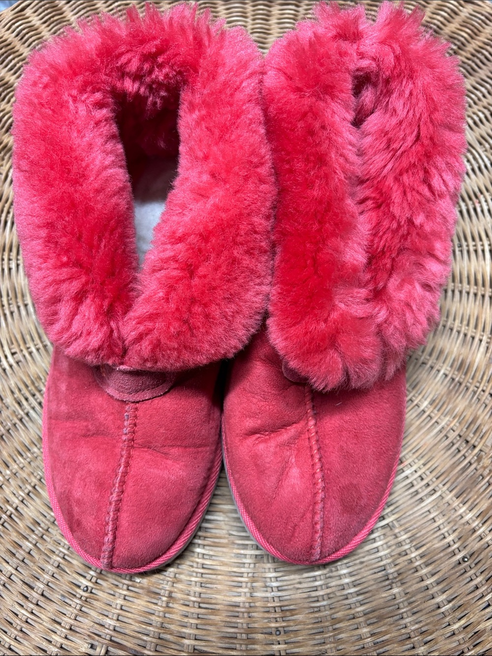 UGG Red Shearling Lined Women's Slippers